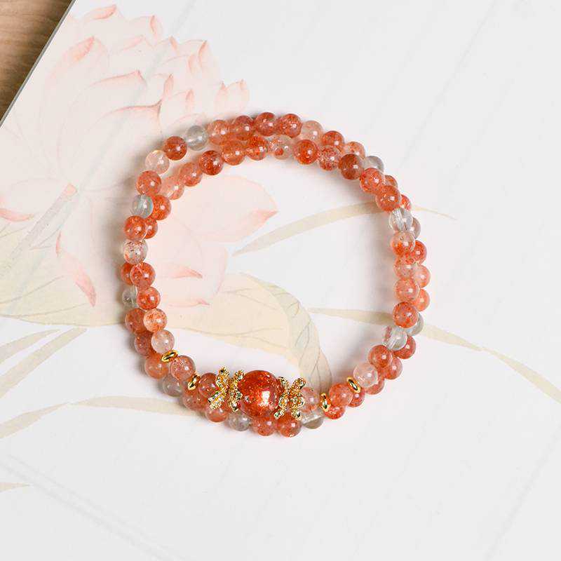 Golden Light Double-Wrap Crystal Bracelet: Arusha Crystal & Sunstone