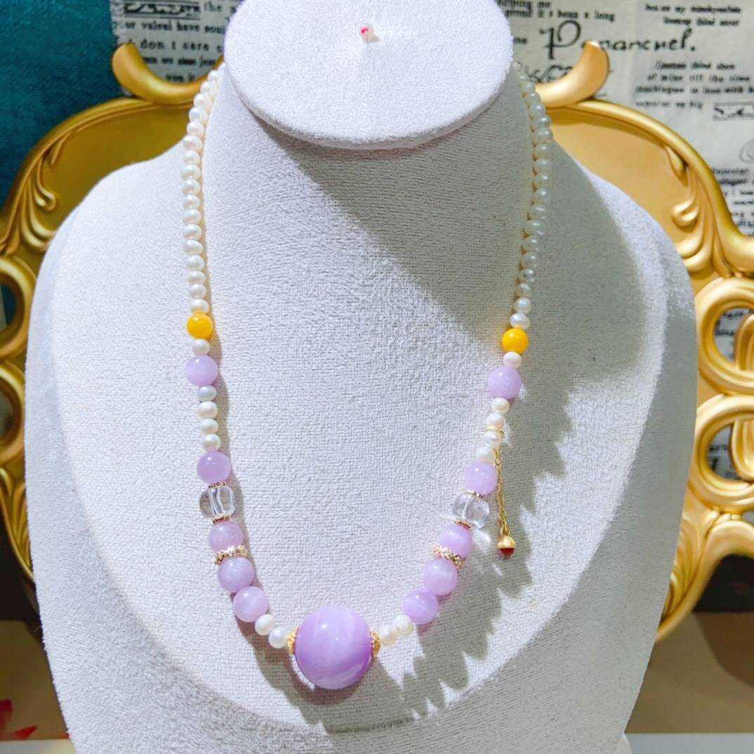 Purple Aura Kunzite Crystal Necklace