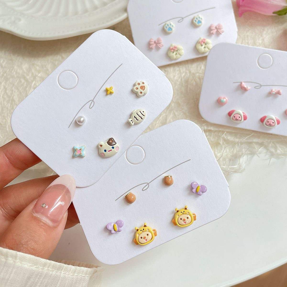 CharmPals Cute Critter Stud Earrings Set (3 Pairs)