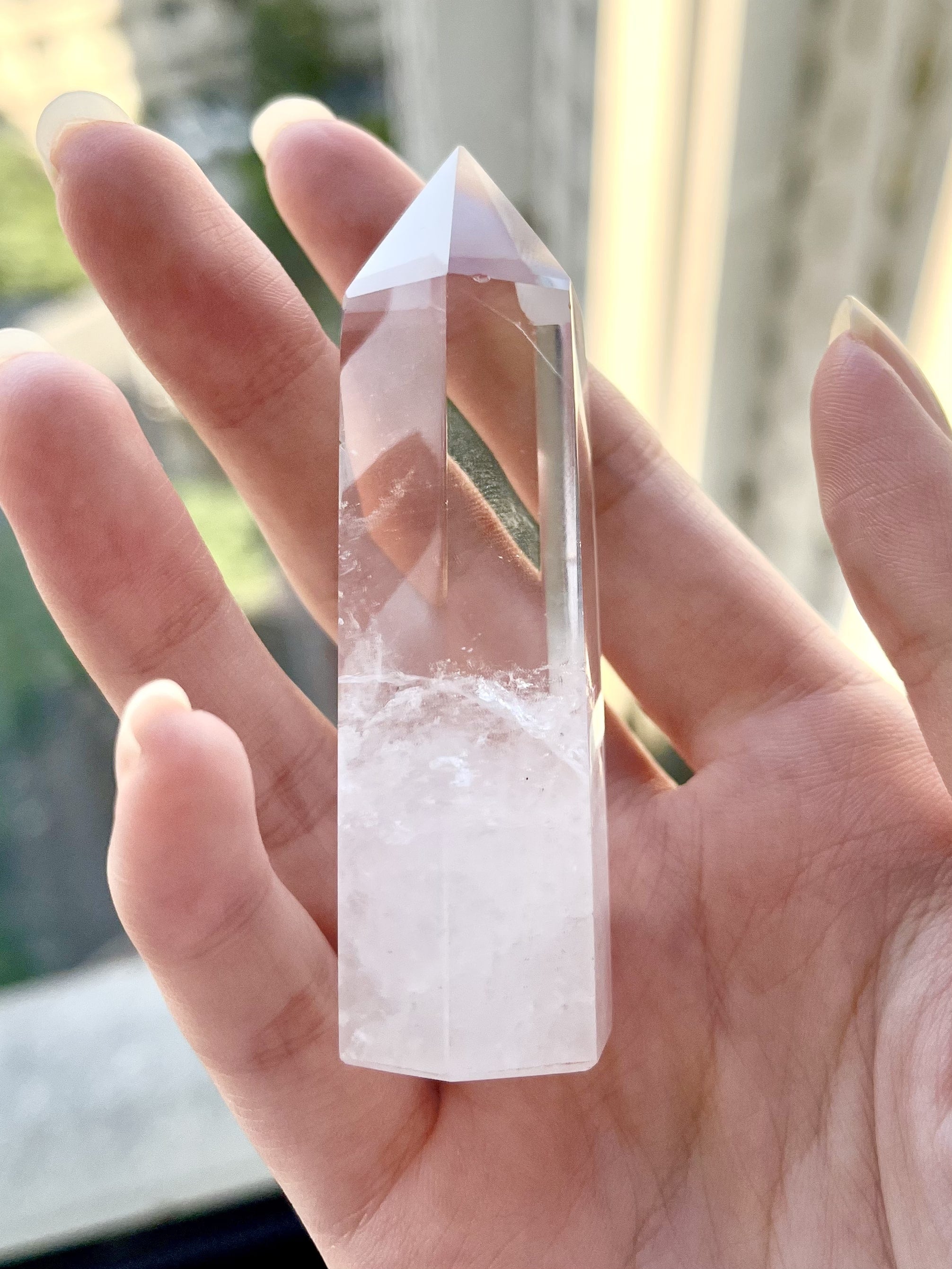 Celestial Veil Clear Quartz Crystal Tower