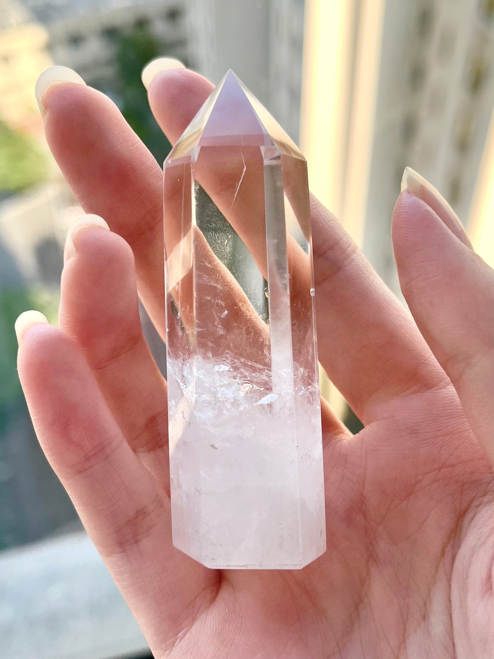 Celestial Veil Clear Quartz Crystal Tower