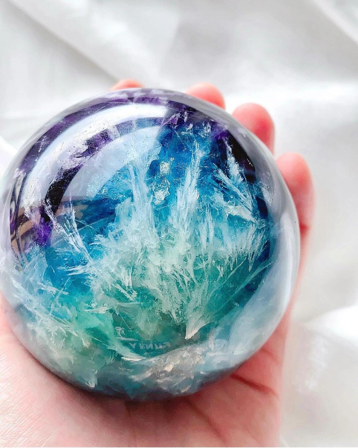 Feather Fluorite Crystal Sphere