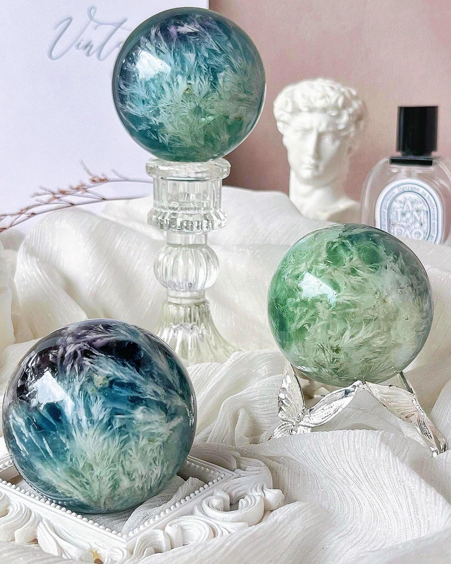 Feather Fluorite Crystal Sphere