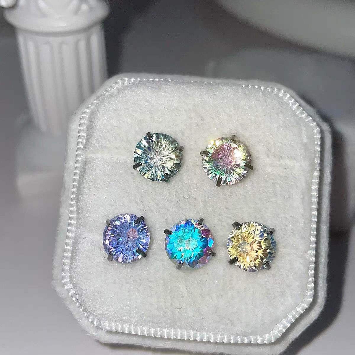 Radiance Zircon Ear Studs Collection - Firework Cut (8mm)