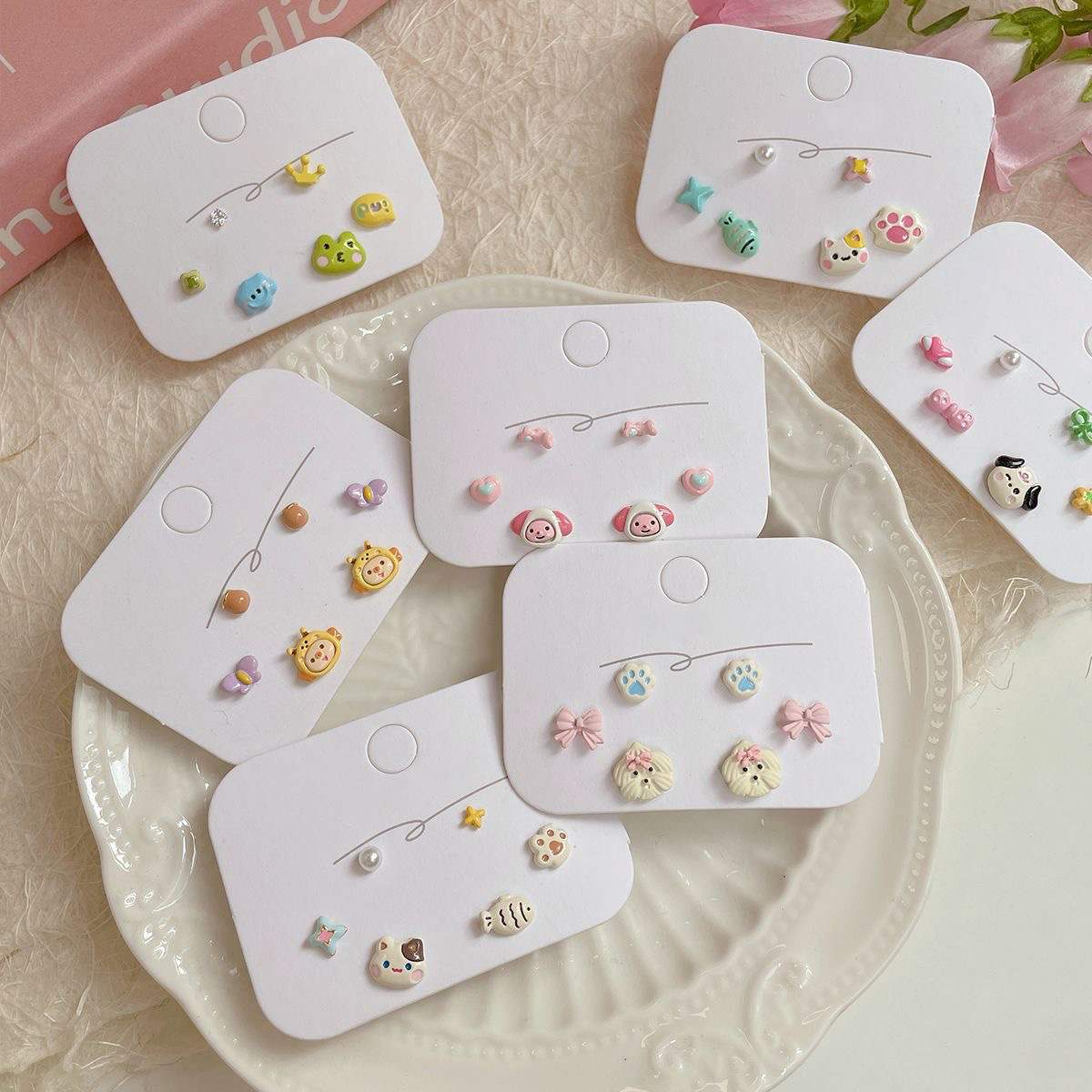 CharmPals Cute Critter Stud Earrings Set (3 Pairs)