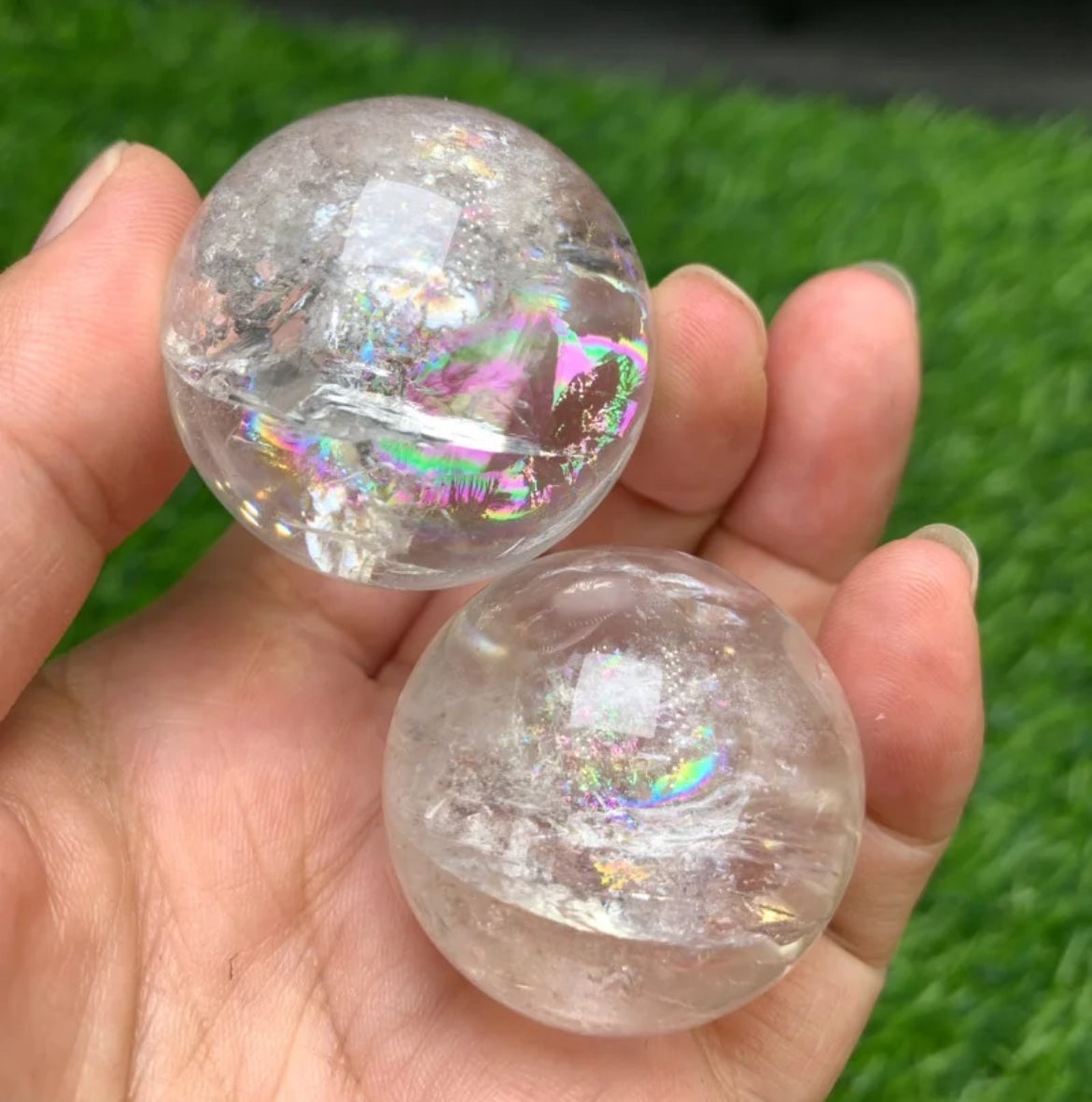 Gemini Rainbow White Crystal Sphere