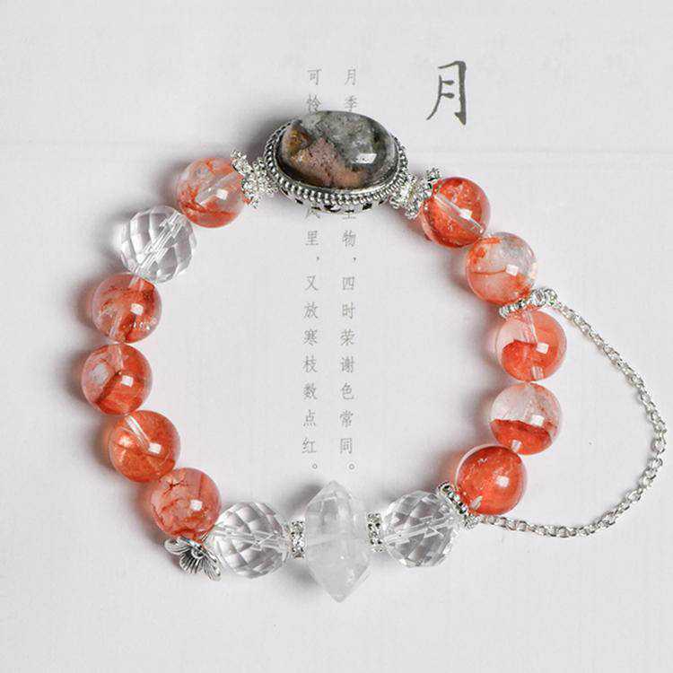 Eternal Balance: Phantom Quartz & Red Hematoid Crystal Bracelet