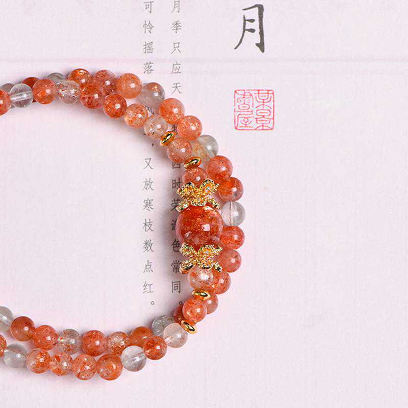 Golden Light Double-Wrap Crystal Bracelet: Arusha Crystal & Sunstone