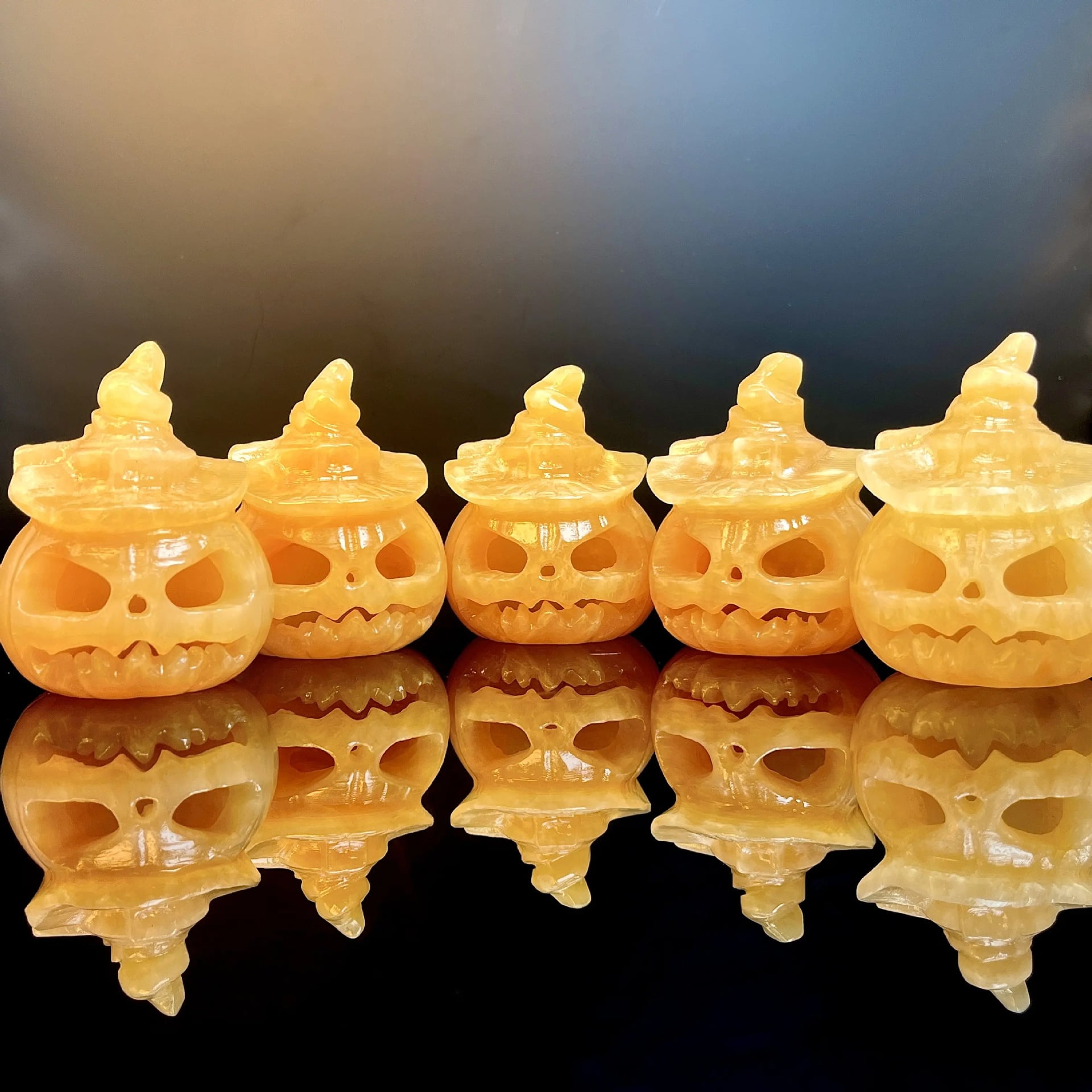 Halloween Pumpkin Orange Calcite Figurines