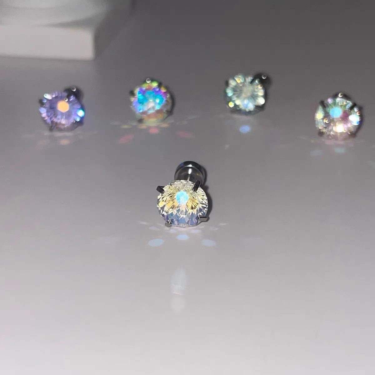 Radiance Zircon Ear Studs Collection - Firework Cut (8mm)