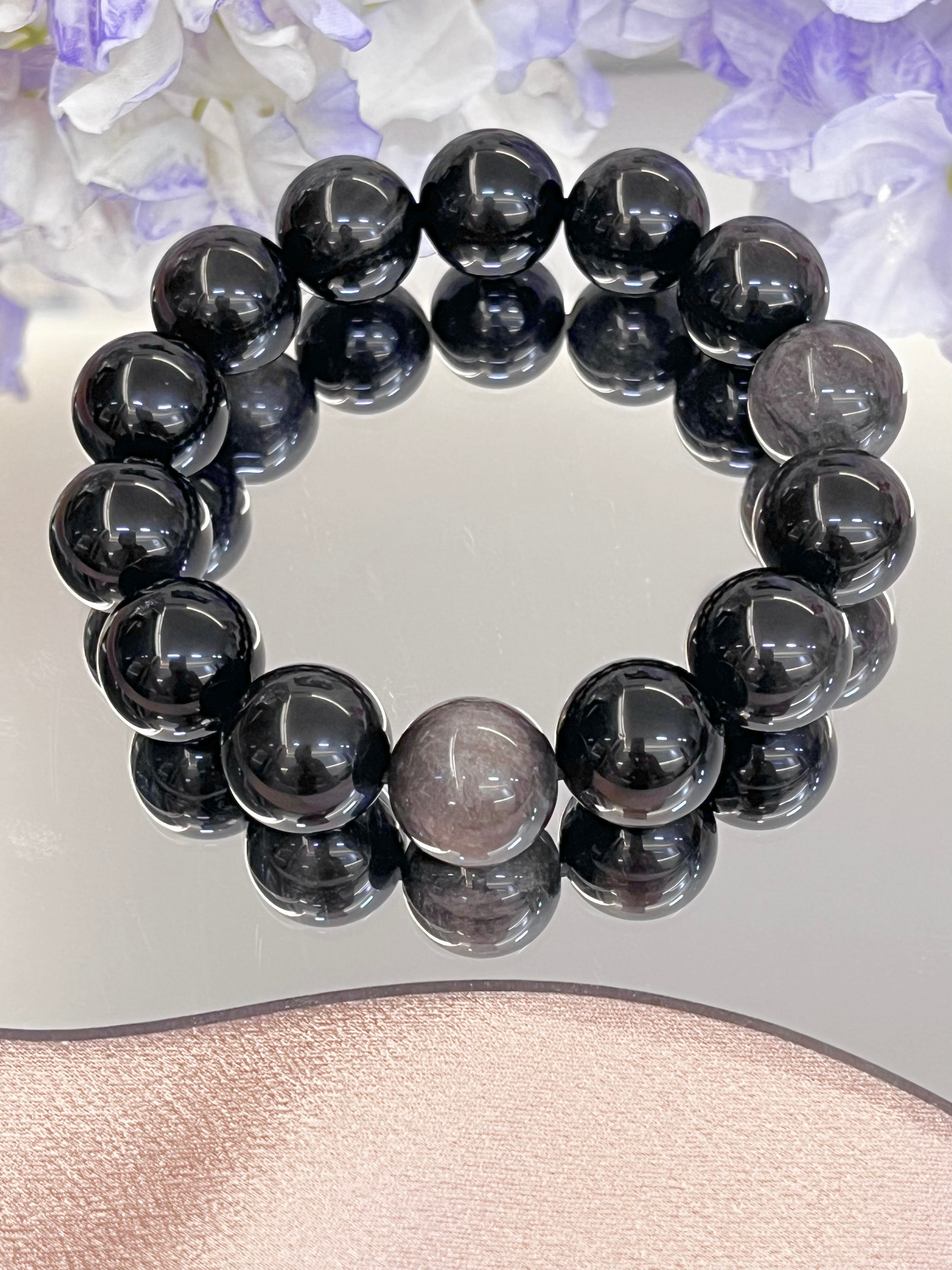 Silver Obsidian Bracelet