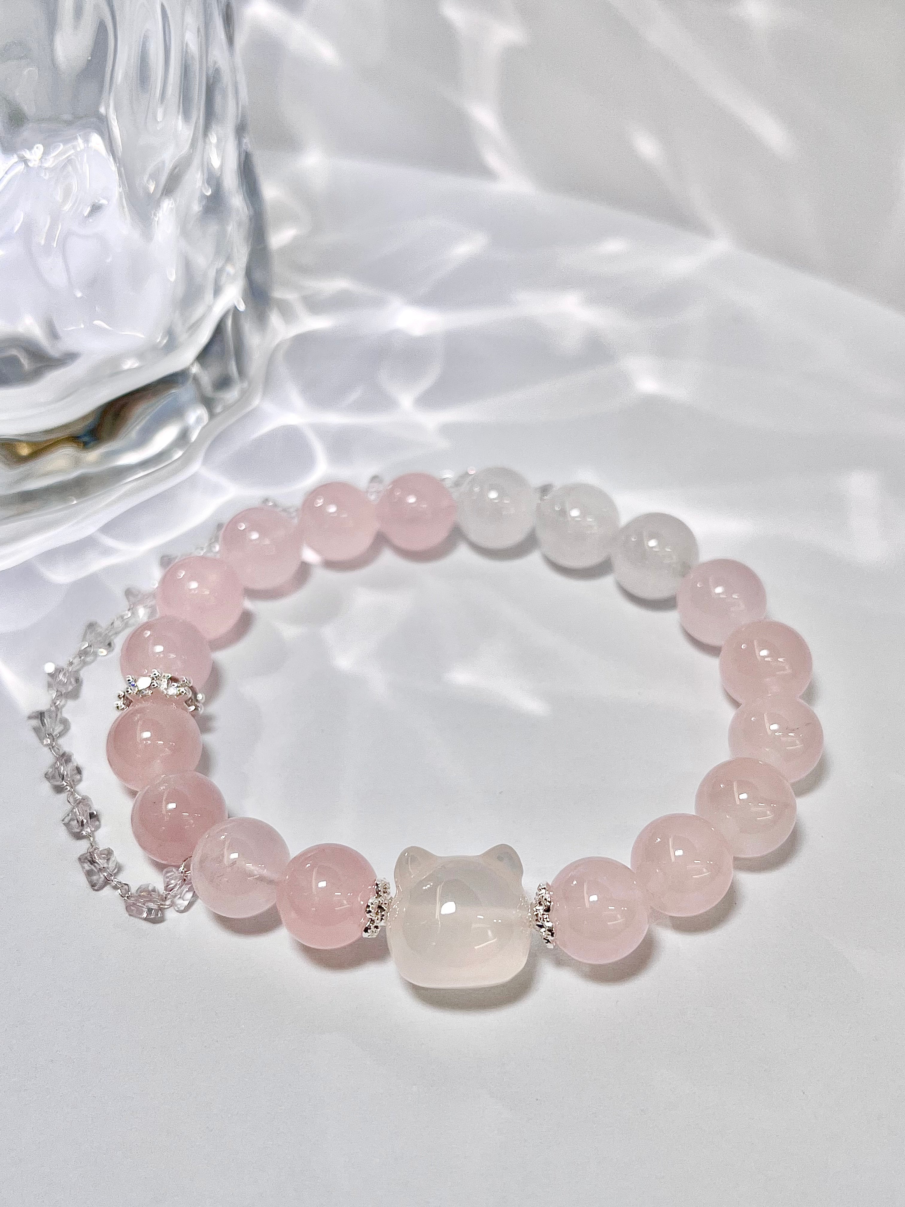 Snowflake Phantom Quartz Rose Quartz Bracelet