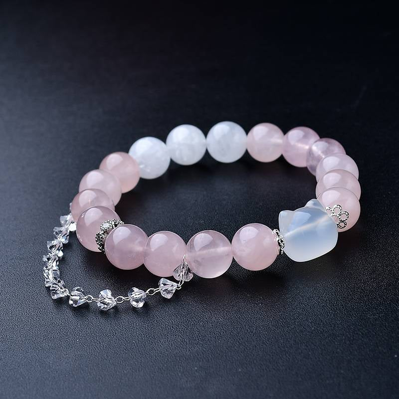 Snowflake Phantom Quartz Rose Quartz Bracelet