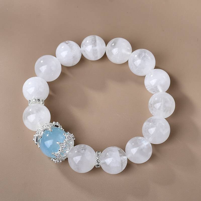 Snowflake Phantom Quartz With Aquamarine Bracelet