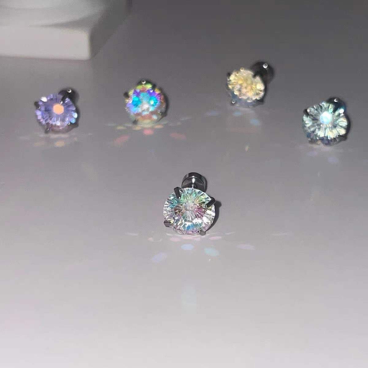 Radiance Zircon Ear Studs Collection - Firework Cut (8mm)