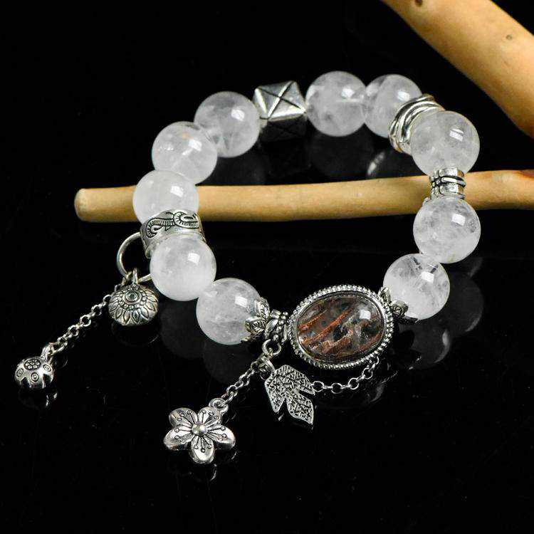 Winter Forest Crystal Bracelet：Snowflake Phantom Quartz & Phantom Quartz