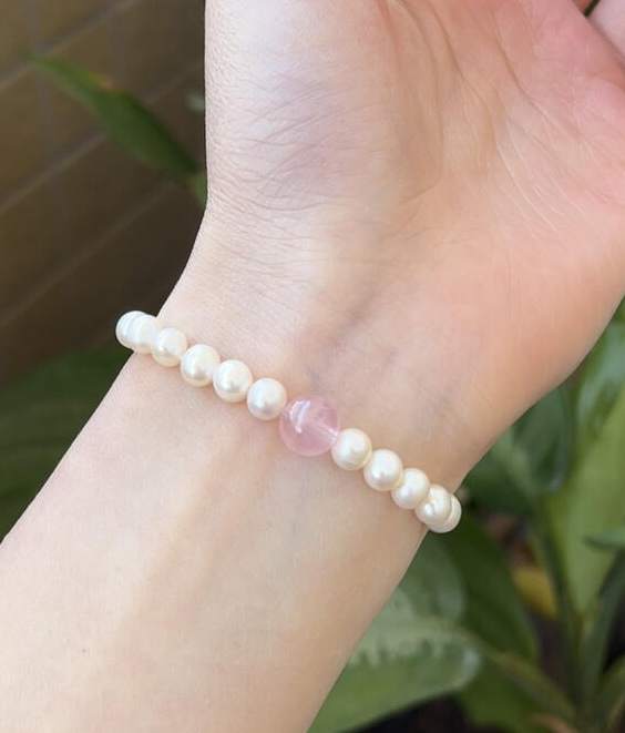 Rose Quartz& Swarovski Crystal Pearls