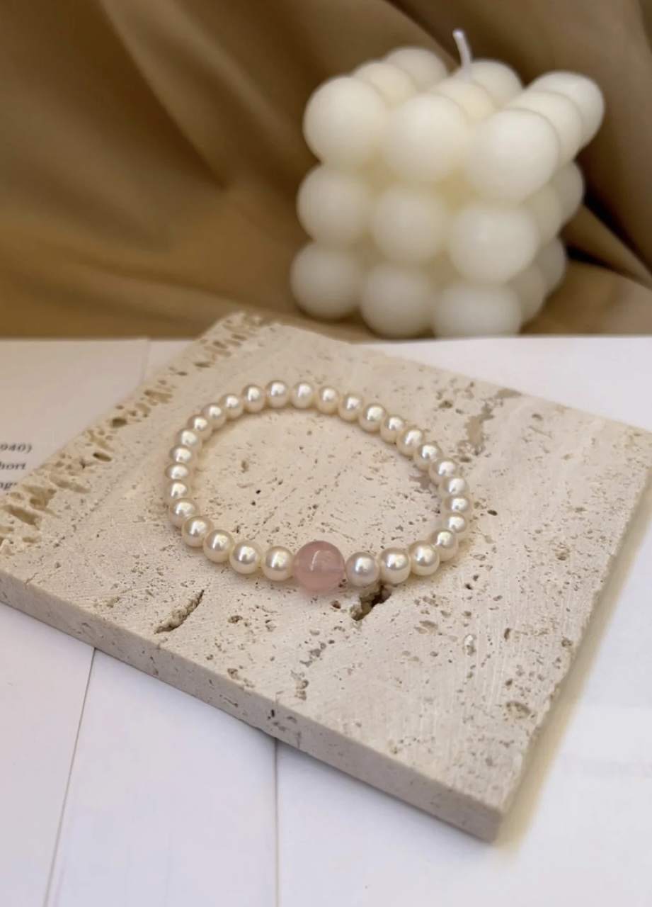 Rose Quartz& Swarovski Crystal Pearls