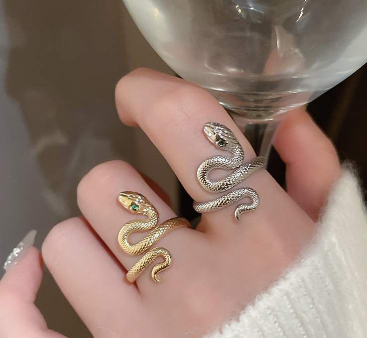 Mystic Serpent Adjustable Ring – Gold & Silver