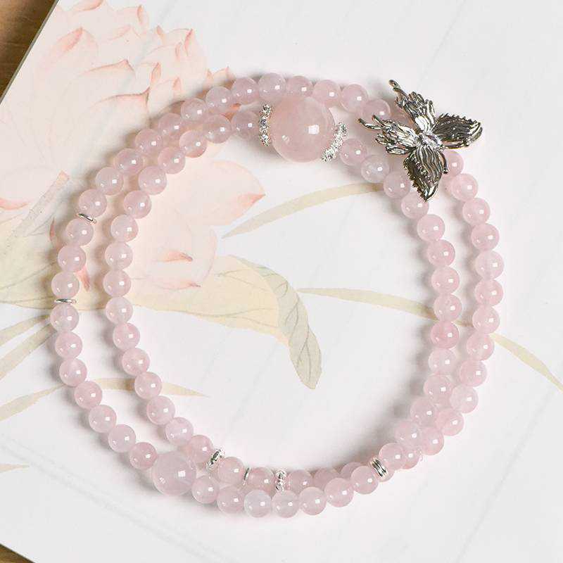 Circle of Love Rose Quartz Double Circle Crystal Bracelet